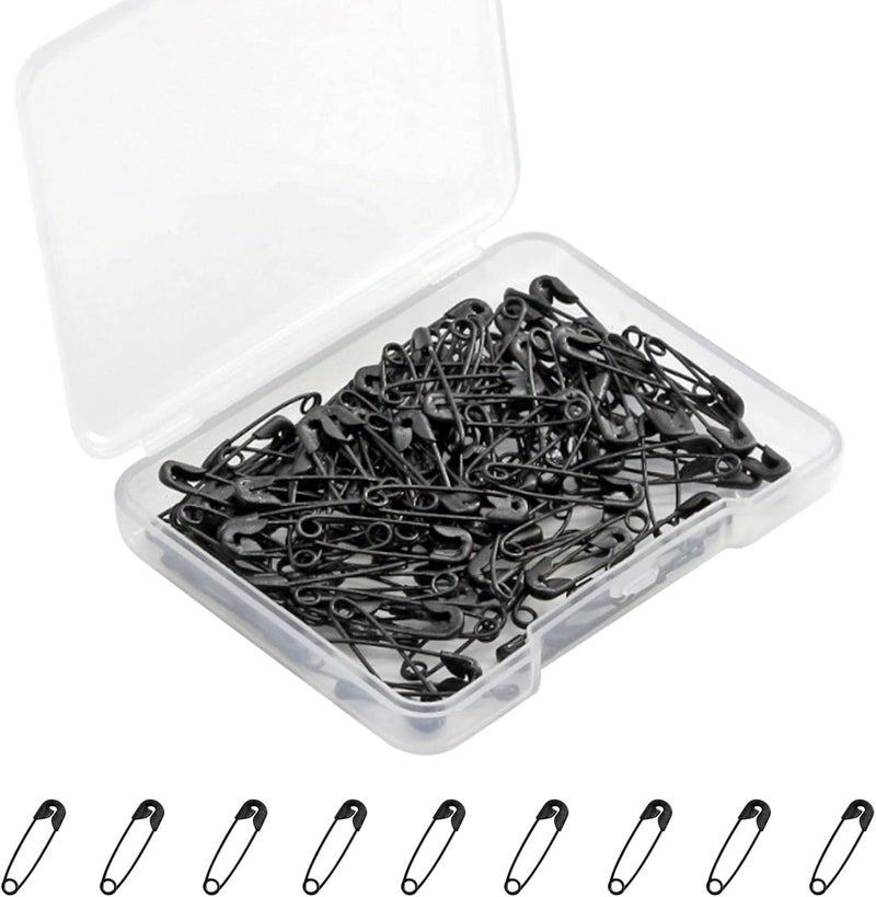keepsweat Black Safety Pins,Small Safety Pins for Clothes,19mm/0.75 Inch Metal Mini Saftey Pin Bulk for Art Crafting Sewing Jewelry Making (120Pcs/Box) - Image 1
